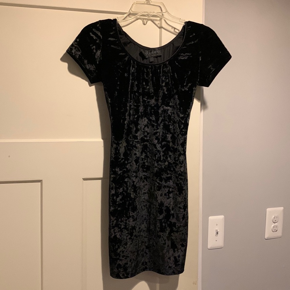 Dress The Population Black Velvet Mini Dress - Little Black Dress